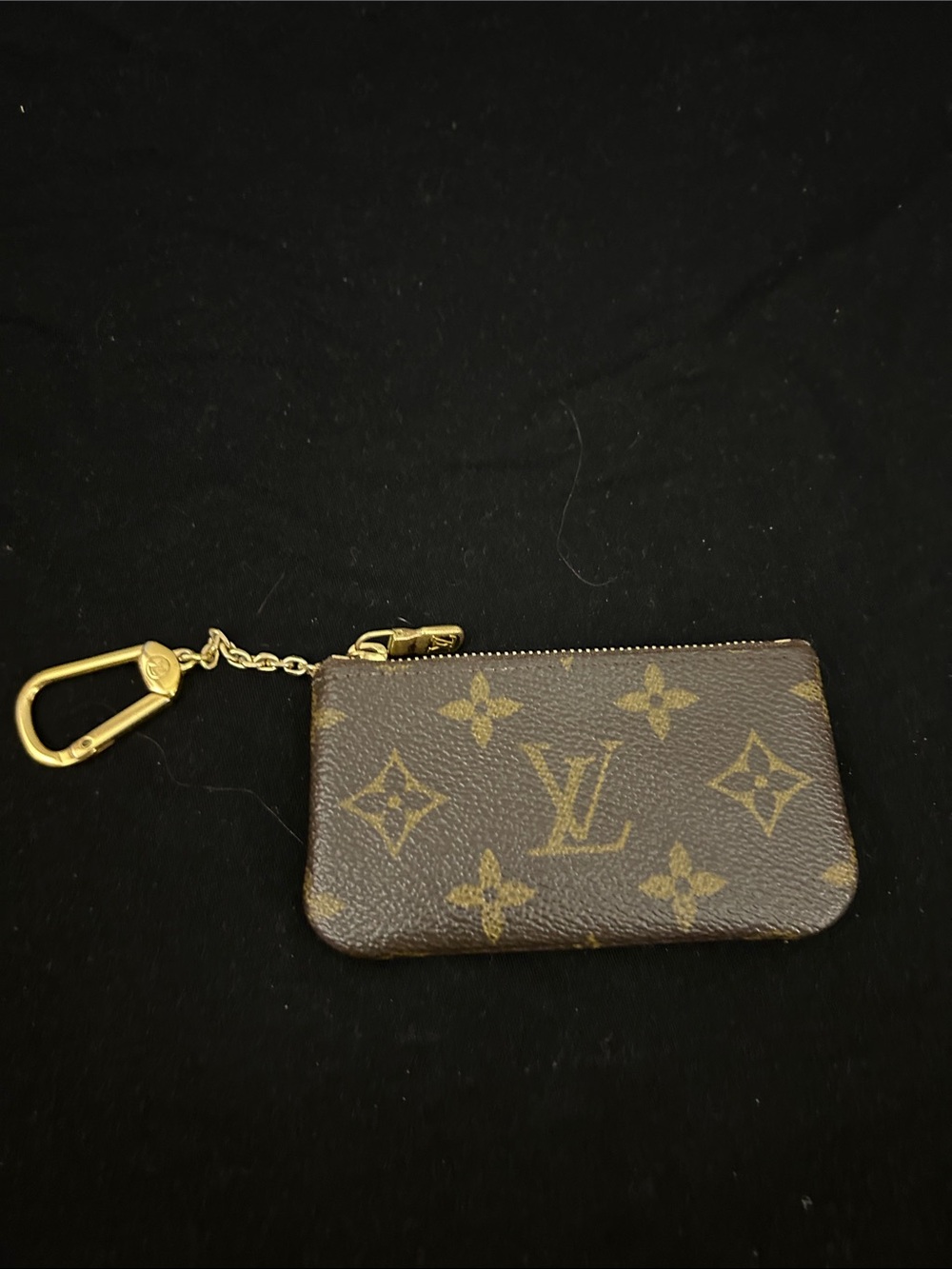 💯 Authentic Louis Vuitton Monogram Canvas Key Pouch with Gold Hardware